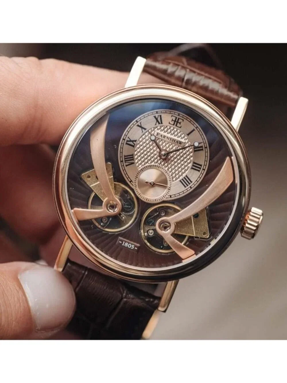 NWT Thomas Earnshaw Beaufort Anatolia Brown Dial Men's Watch